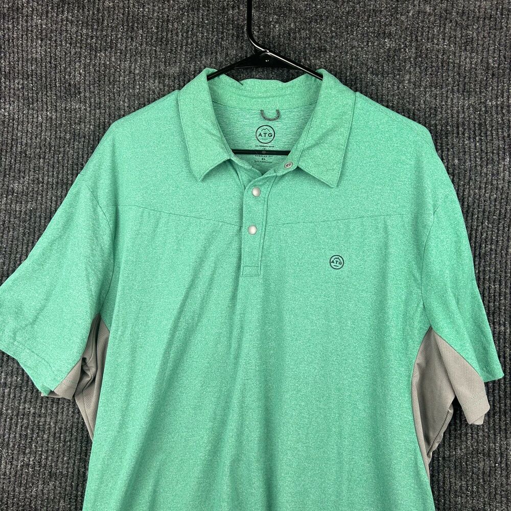 Wrangler ATG Short Sleeve Polo Shirt Outdoor Performance Green Gray Mens Size XL